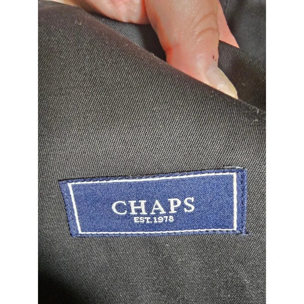 Chaps Mens Black Double Breasted Trench Coat Removable Liner 46L RN 117688
